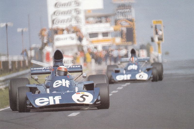 Jackie Stewart vor Tyrrell Teamkollege Francois Cervert Grosser Preis von Deutschland 1973